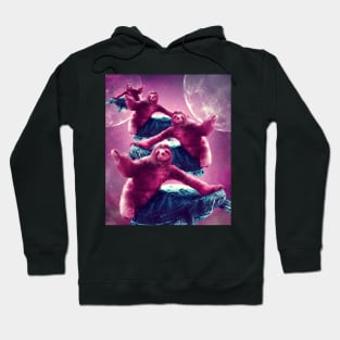 Crazy Funny Space Sloth Riding On Turtle Hoodie